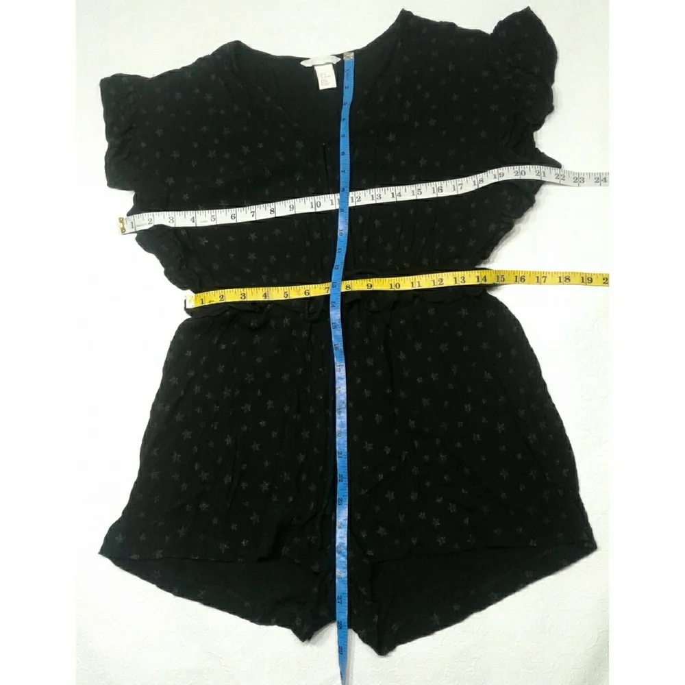 H&M black silver star ruffle sleeveless romper 12